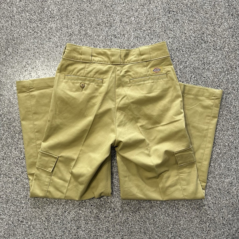 Dickies Twill Cropped Cargo Pants Womens 16 Reg Wide Leg Beige High Rise - Picture 4 of 8